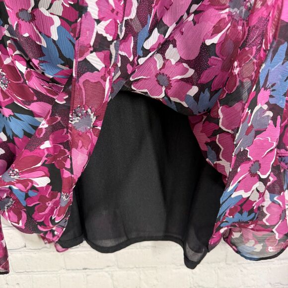Kasper Blouse Women Plus 3X Floral Cottage Sheer Bell Sleeve Sheer Office Career - Picture 12 of 13